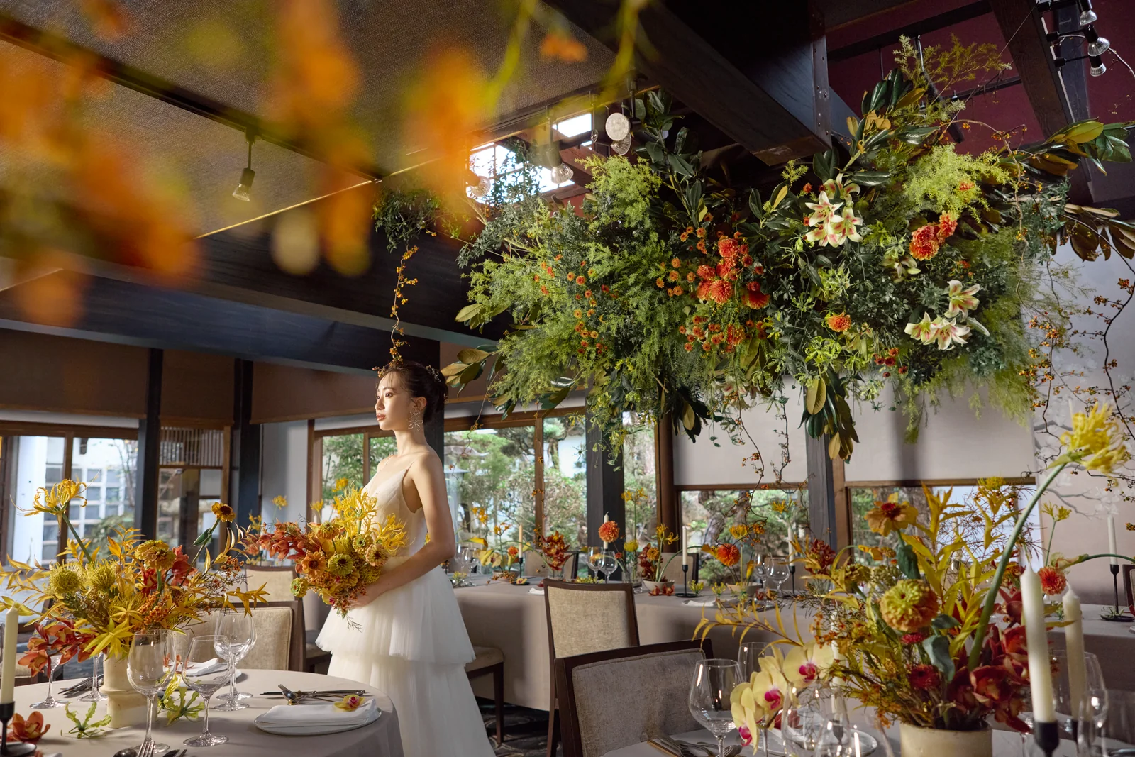 Banquet room overlooking garden